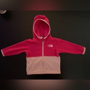 Gently used The North Face Baby Girls Zip Up Fleece Size 3-6 Months in Pink.